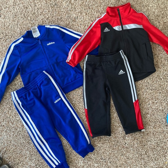 EUC 2T blue track suit and GUC 18 months red/ black track suit - Picture 1 of 3